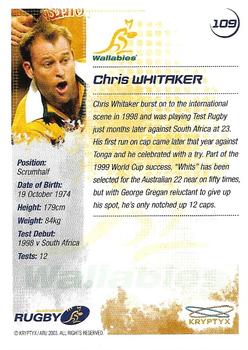 2003 Kryptyx The Defenders Australian Rugby Union #109 Chris Whitaker Back